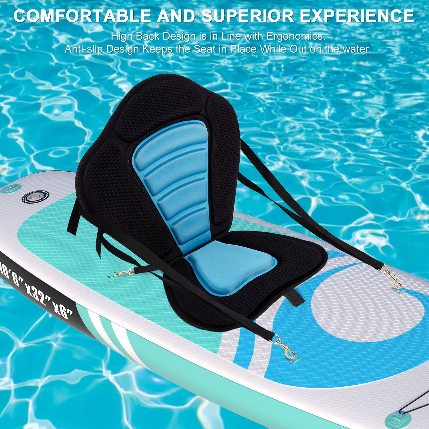 CAMULAND Paddleboard Seat, Kayak Accessories Chair for Paddle Board Fishing Sup Adjustable Cushion with Back Support for Sit On Top Boat Rafting Padded Seats Behind