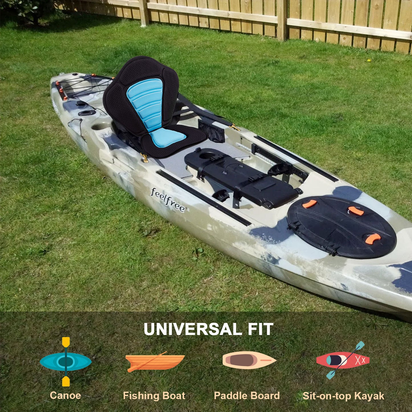 CAMULAND Paddleboard Seat, Kayak Accessories Chair for Paddle Board Fishing Sup Adjustable Cushion with Back Support for Sit On Top Boat Rafting Padded Seats Behind