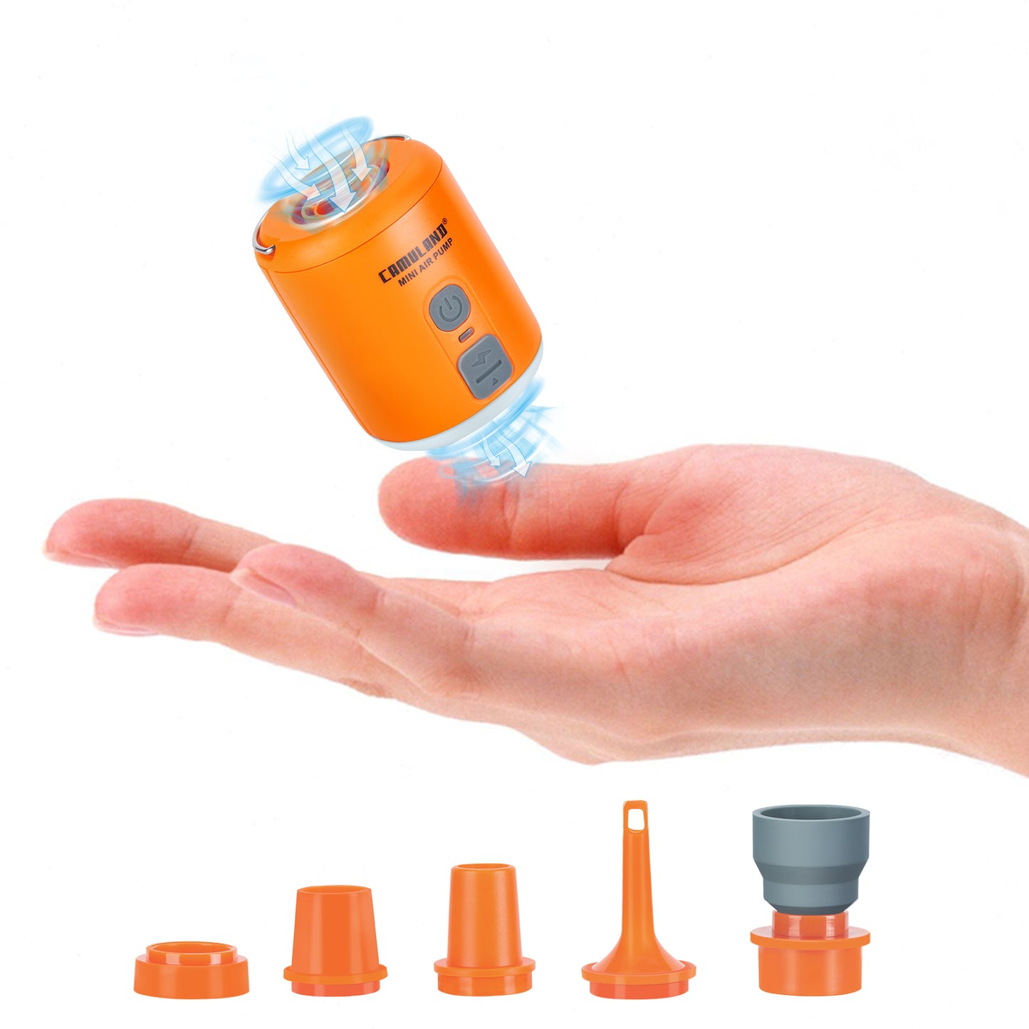CAMULAND Mini Air Pump with Magnetic Design, 1400mAh Battery Tiny Rechargeable Electric Air Pump for Inflatables Camping Air Mattress, Pool Floats,Vacuum Storage Bag Inflator with LED Light