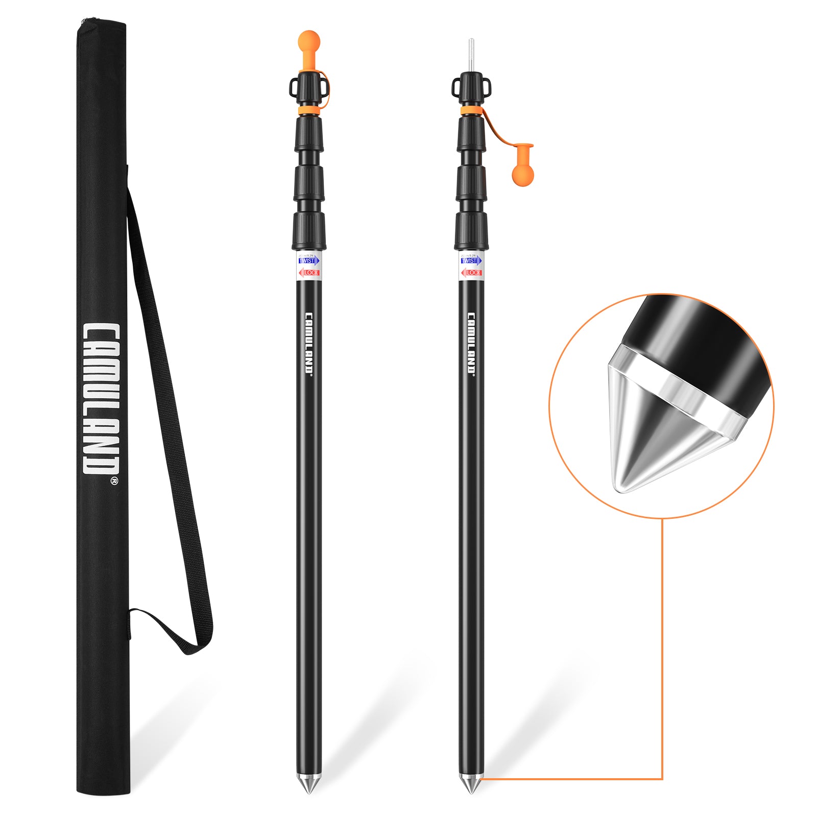 telescopic tarp pole CAMULAND Tarp Poles, Adjustable Tent Poles with Non-Slip Cone Bottom, Telescoping Heavy Duty Tarp Poles Canopy Poles Aluminum