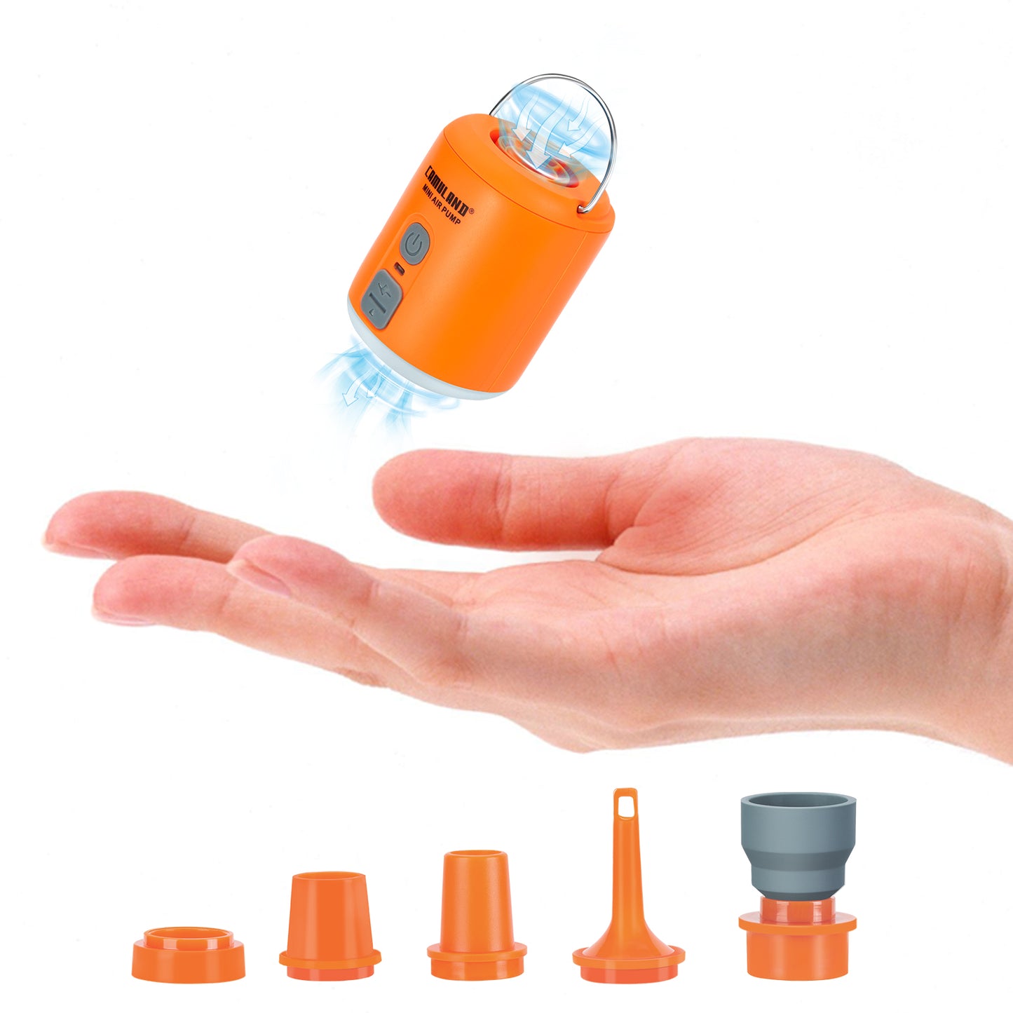 CAMULAND Mini Air Pump with Magnetic Design, 1400mAh Battery Tiny Rechargeable Electric Air Pump for Inflatables Camping Air Mattress, Pool Floats,Vacuum Storage Bag Inflator with LED Light