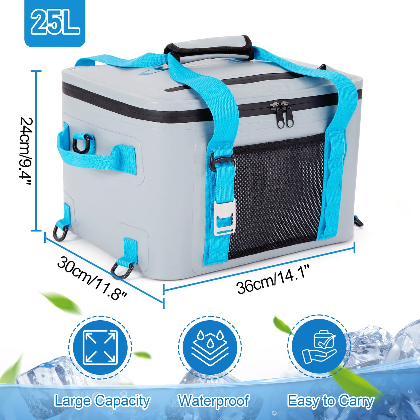 CAMULAND Waterproof Paddle Board Cooler Bag – 25L Insulated SUP Deck Bag with Bottle Opener, Detachable Compartments & Multiple Pockets, Holds 30 Cans, Perfect for Kayaking, Camping & Water Sports