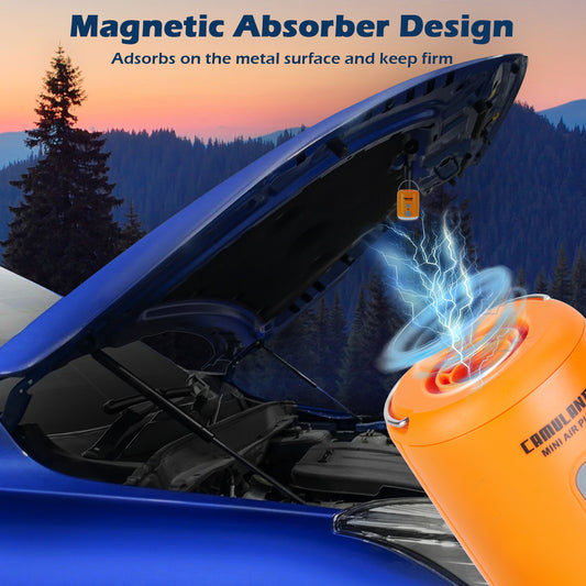 CAMULAND Mini Air Pump with Magnetic Design, 1400mAh Battery Tiny Rechargeable Electric Air Pump for Inflatables Camping Air Mattress, Pool Floats,Vacuum Storage Bag Inflator with LED Light