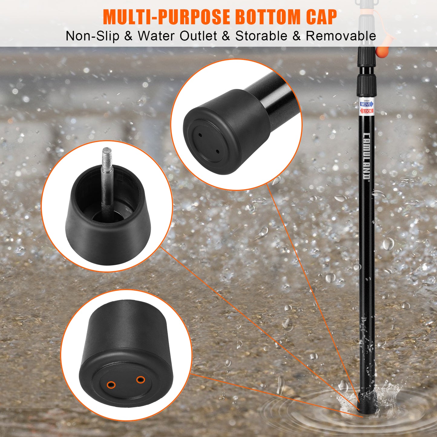 CAMULAND Tarp Poles, Set of 2, 31.1" - 90.6” Aluminum Tent Poles for Tarp Adjustable, Lightweight Portable Telescoping for Camping, Hiking, Hammock Awning/Outdoor Activities-4 Section