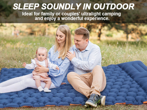 CAMULAND Camping Mattress 2 Person, Double Sleeping Pad for Camping Mat Inflatable Air Bed with Pillow Built-in Foot Pump Backpacking Hiking Traveling Gear Compact Self Inflating Visit the CAMULAND Store