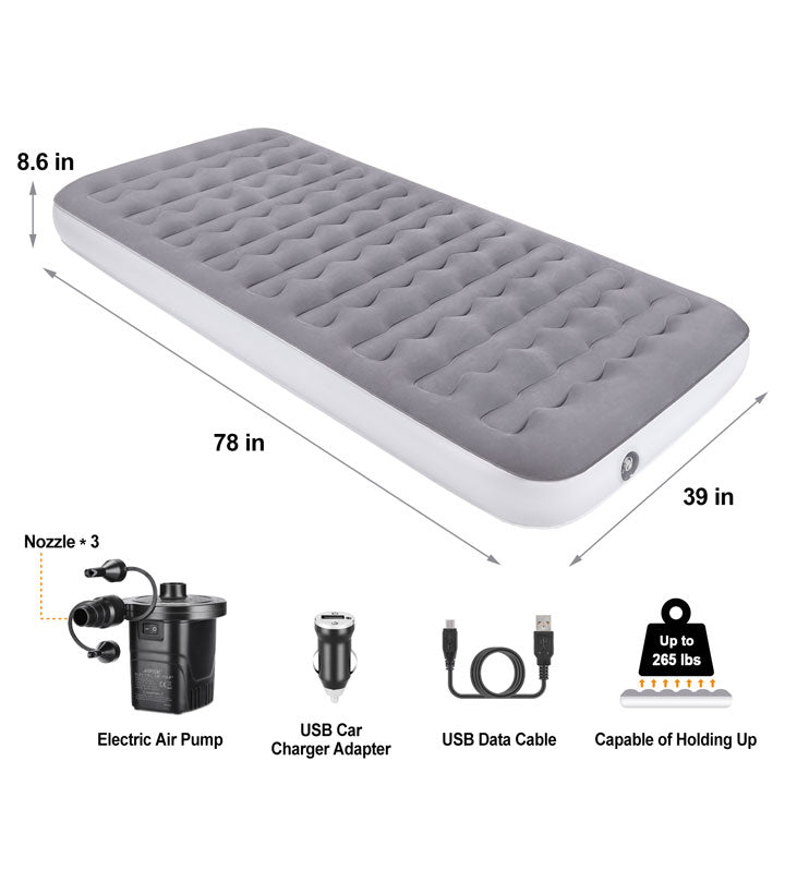 78 * 39 * 8.6inches Air Mattress with Lightweight Electric Air Pump