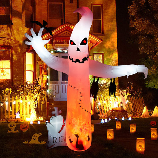 8FT Halloween Inflatables Outdoor Decorations, CAMULAND Large Ghost Decor with Built-in LED Lights for Yard Outside Indoor Party Archway Lawn Scary Blow Up Décor Haloween