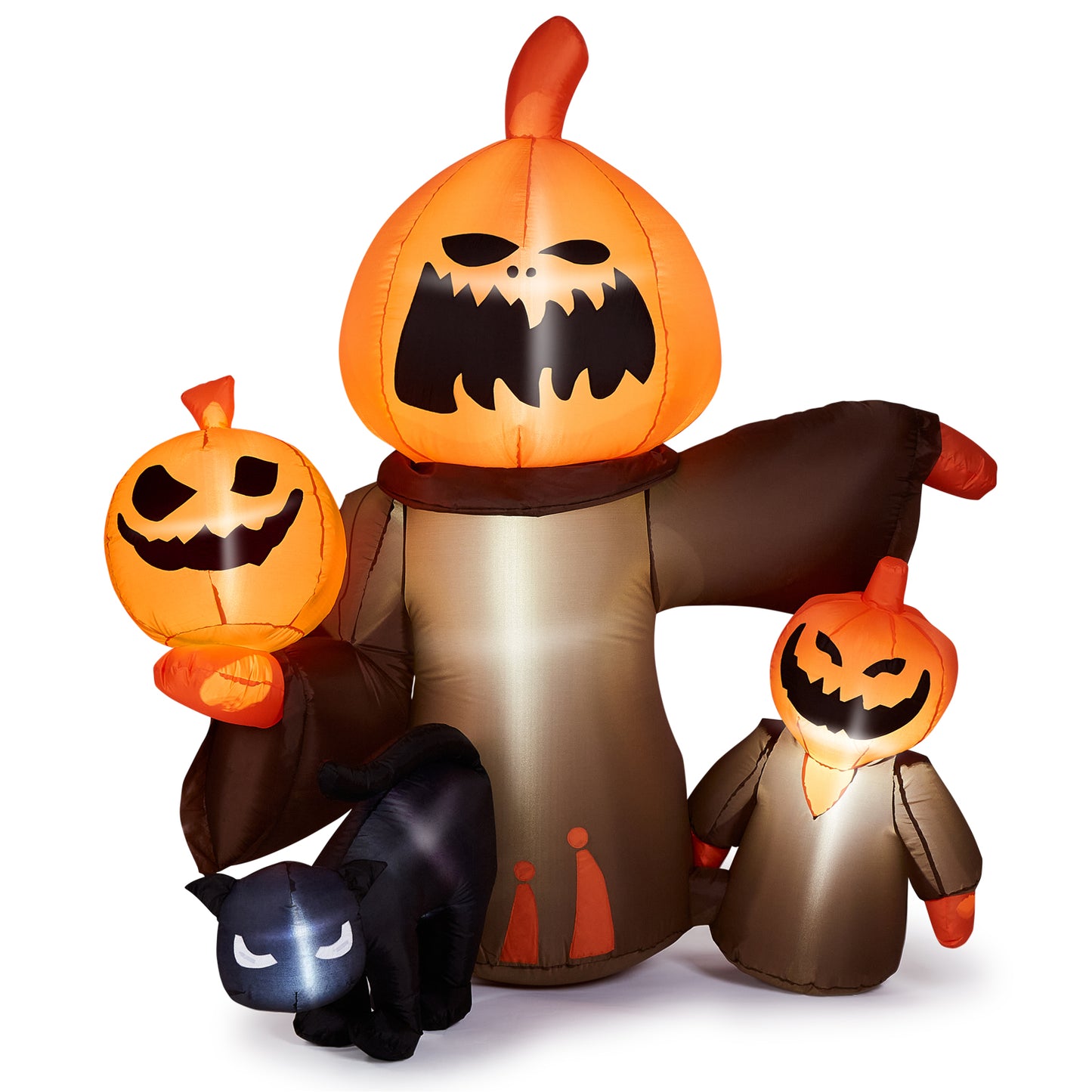 4.9 FT Pumpkin Decor, CAMULAND Halloween Inflatable Pumpkin Outdoor Decorations Ghost Goosh Blow Up Black Cat Yard Decorating for Home Outdoor Indoor Party