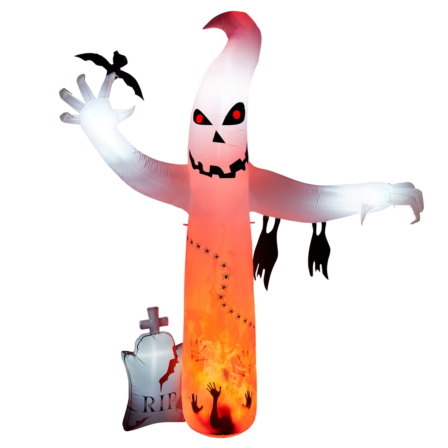 8FT Halloween Inflatables Outdoor Decorations, CAMULAND Large Ghost Decor with Built-in LED Lights for Yard Outside Indoor Party Archway Lawn Scary Blow Up Décor Haloween