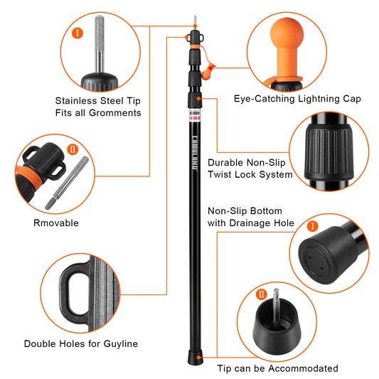 CAMULAND Heavy Duty Trap Poles Set, Adjustable, Lightweight and Portable(Black)