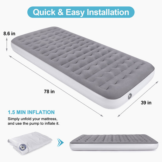 Lightweight Inflatable Bed Camping Air Mattress for Home, Travel, RV Tent and SUV Truck