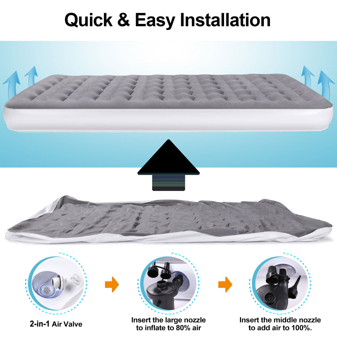 Air Mattress, Lightweight Camping Inflatable Bed with Electric Air Pump for Home, Travel, RV Tent and SUV Truck