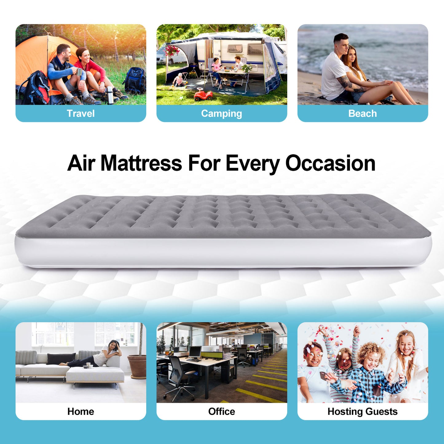 Air Mattress, Camping Lightweight Inflatable Bed with Electric Air Pump for Home, Travel, RV Tent and SUV Truck