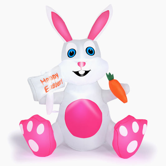 4FT Inflatable Easter Bunny with Built-in LED lights, Easter Bunny Inflatable Outdoor Decorations for Lawn, Yard and Garden Decor
