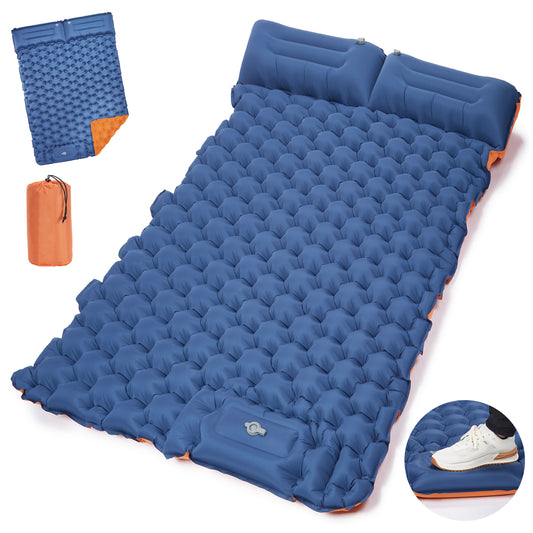 CAMULAND Camping Mattress 2 Person, Double Sleeping Pad for Camping Mat Inflatable Air Bed with Pillow Built-in Foot Pump Backpacking Hiking Traveling Gear Compact Self Inflating Visit the CAMULAND Store