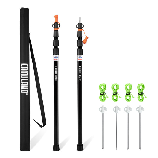 CAMULAND Tarp Poles, Set of 2, 31.1" - 90.6” Aluminum Tent Poles for Tarp Adjustable, Lightweight Portable Telescoping for Camping, Hiking, Hammock Awning/Outdoor Activities-4 Section