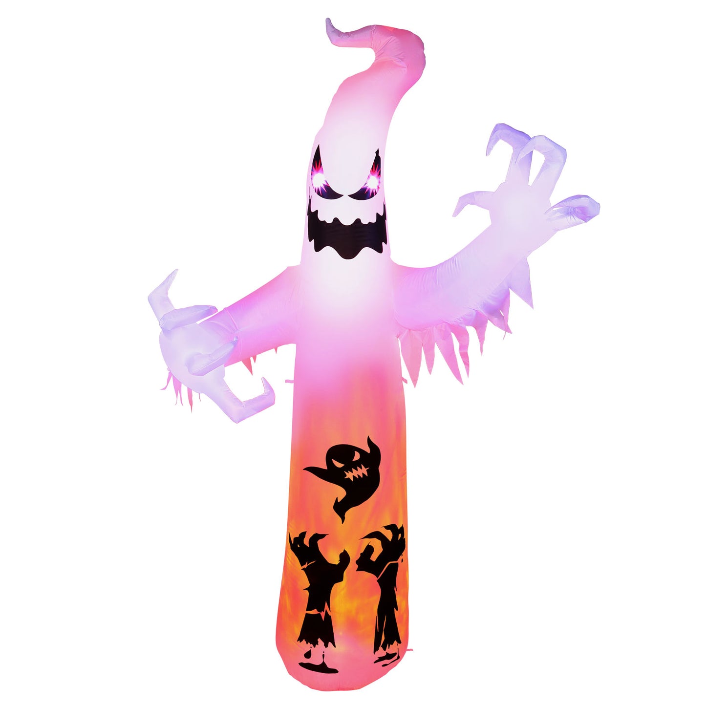 Halloween Inflatable Ghost, CAMULAND 8 FT Halloween White Ghost Inflatable Outdoor Decoration with Built-in Color Changing LED Lights, Great for Backyards, Gardens and Lawns