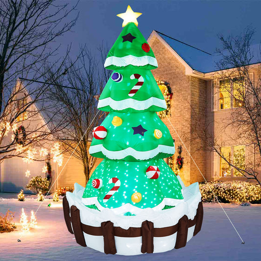 Inflatable Christmas Tree, CAMULAND 7ft Giant Inflatable Christmas Tree with Built-in LED Lights, Blow Up Inflatable Christmas Decorations for Indoor and Outdoor Use