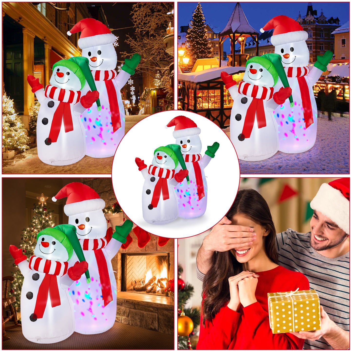 Christmas Decorations, CAMULAND 6FT Christmas Blow Up Yard Decorations Outdoor Inflatables Ornaments Snowman with Built-in LED Lights, Large Christmas Decor for Garden Party Indoor