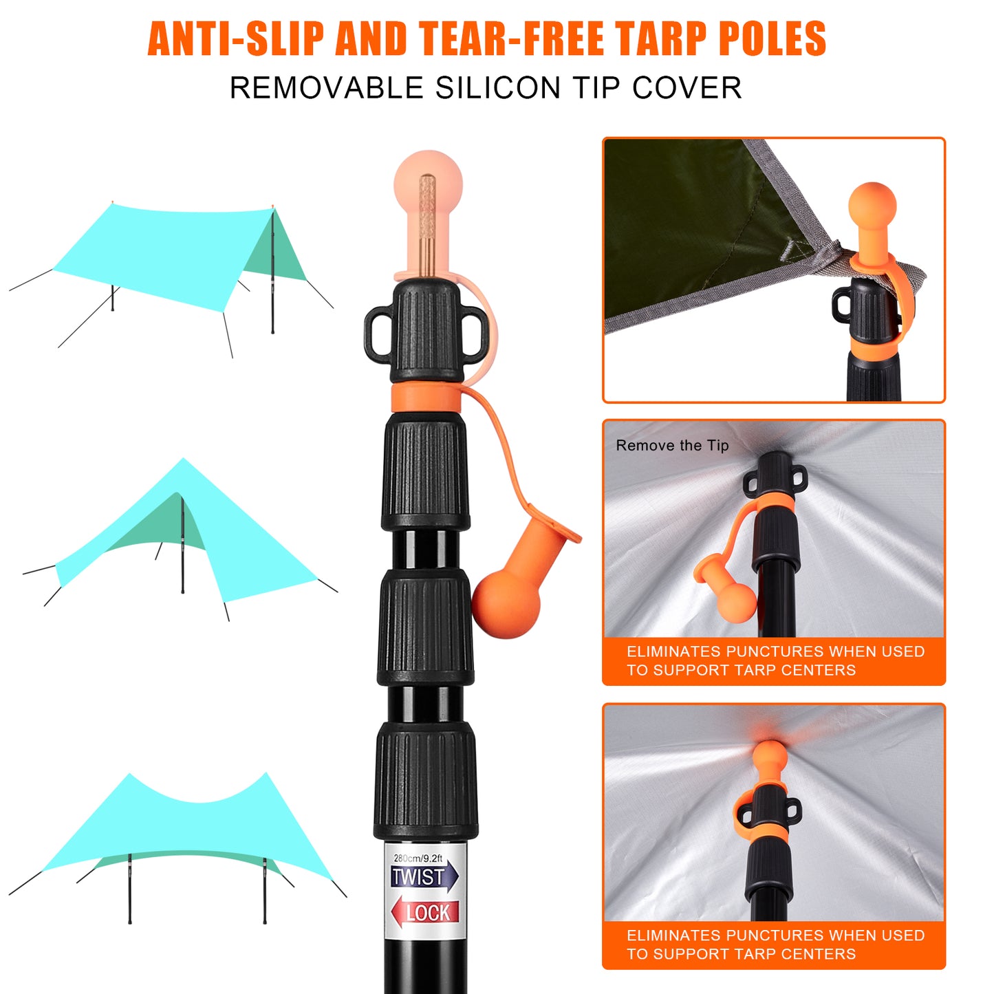 CAMULAND Heavy Duty Trap Poles Set, Adjustable, Lightweight and Portable(Black)