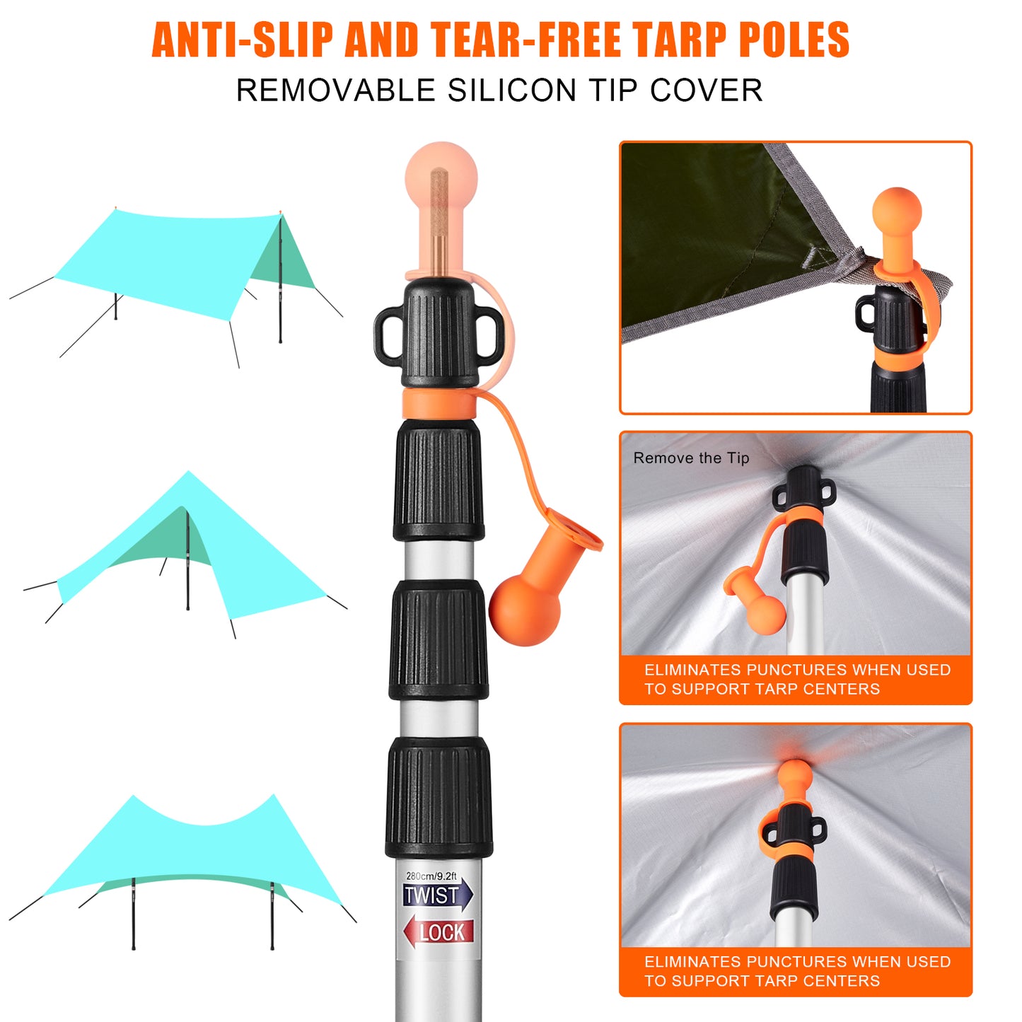 CAMULAND Heavy Duty Trap Poles Set, Adjustable, Lightweight and Portable(Silver)
