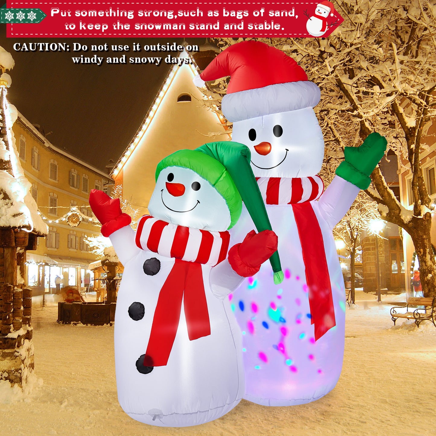 Christmas Decorations, CAMULAND 6FT Christmas Blow Up Yard Decorations Outdoor Inflatables Ornaments Snowman with Built-in LED Lights, Large Christmas Decor for Garden Party Indoor