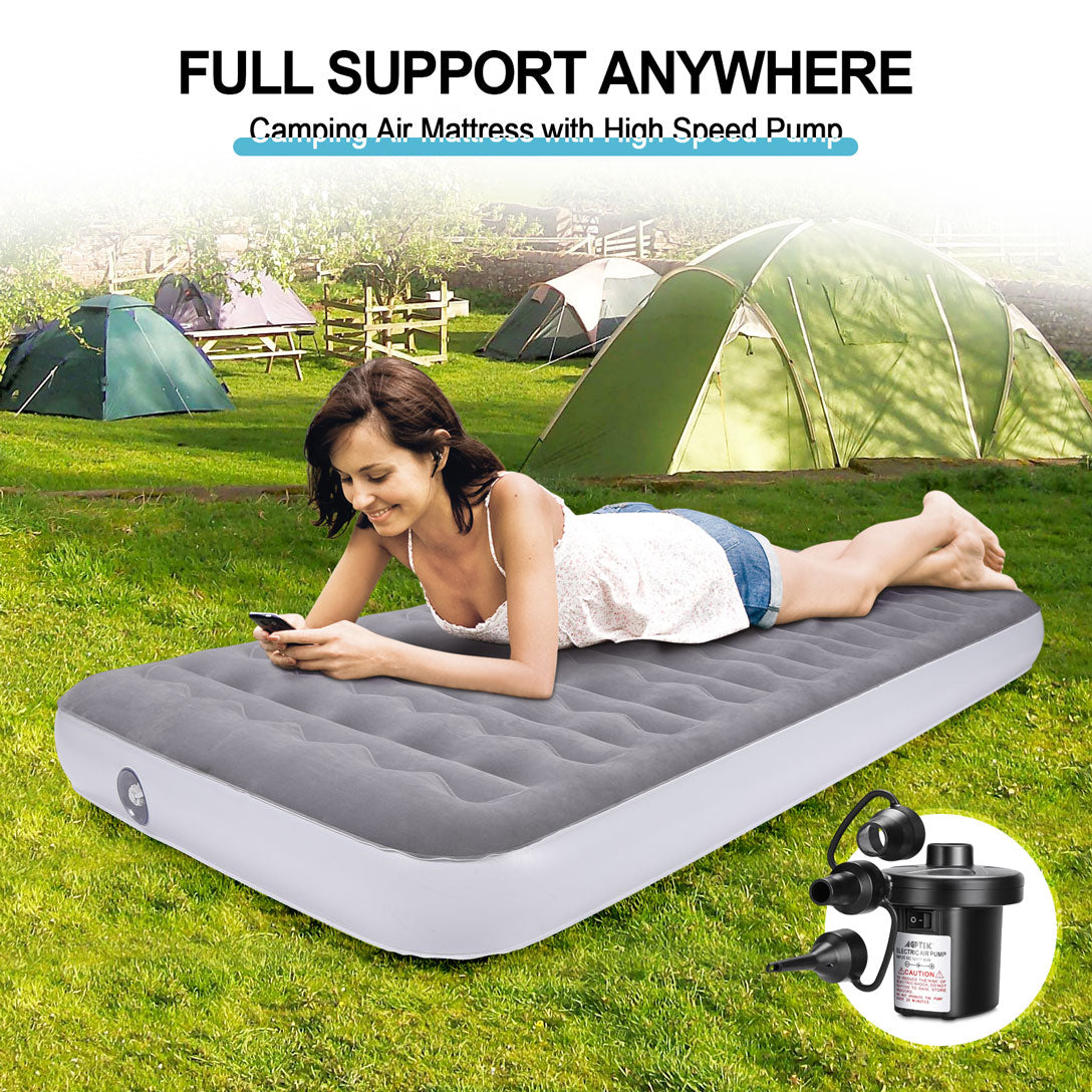 Air Mattress, Lightweight Camping Inflatable Bed with Electric Air Pump for Home, Travel, RV Tent and SUV Truck