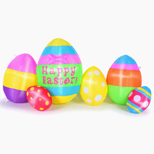 Easter Eggs Decor with Built-in LED Lights, Easter Inflatable Outdoor Decorations for Lawn, Yard, Garden and Party